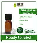 Olio essenziale di menta piperita biologico | Pronto per etichettare (etichetta bianca) | 10 ml
