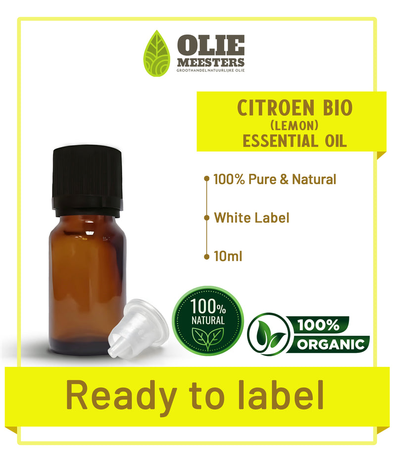 Citroen etherische olie Biologisch | Ready to Label (White Label) | 10 ml