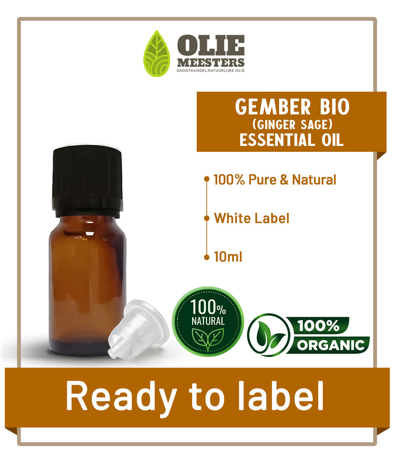 Gember (Ginger) etherische olie Biologisch | Ready to Label (White Label) | 10 ml