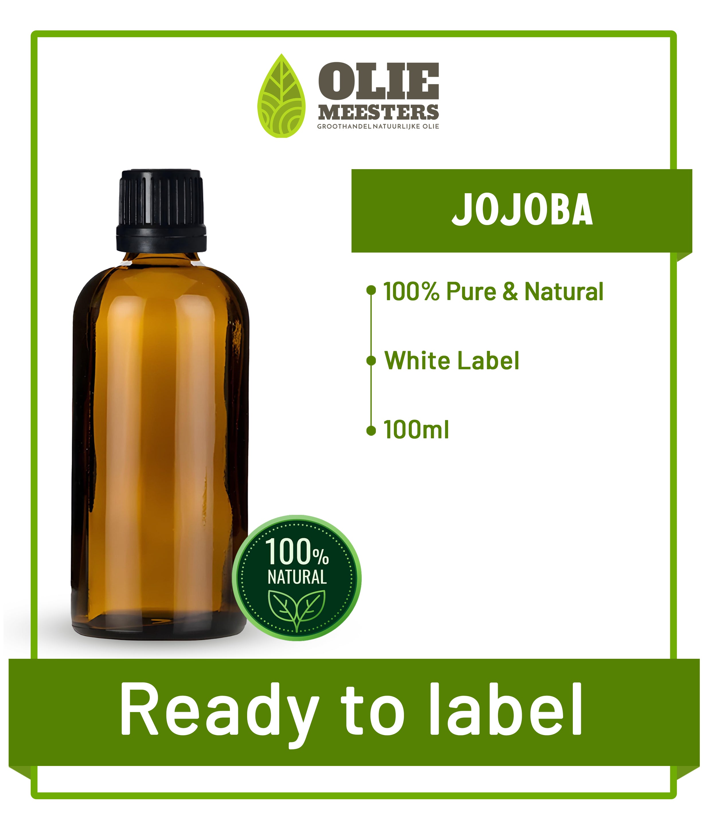 Jojobal Bio Kaltgepresst | Ready to Label (White Label) | 100 ml | Ro   Oliemeesters