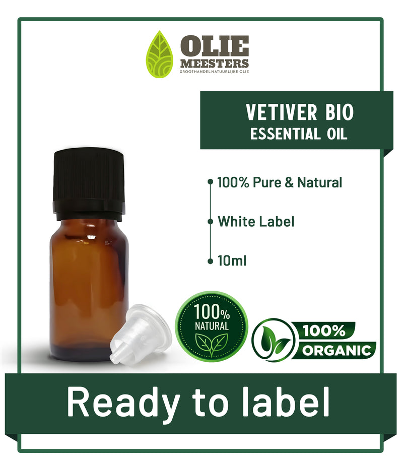 Vetiver etherische olie Biologisch | Ready to Label (White Label) | 10 ml